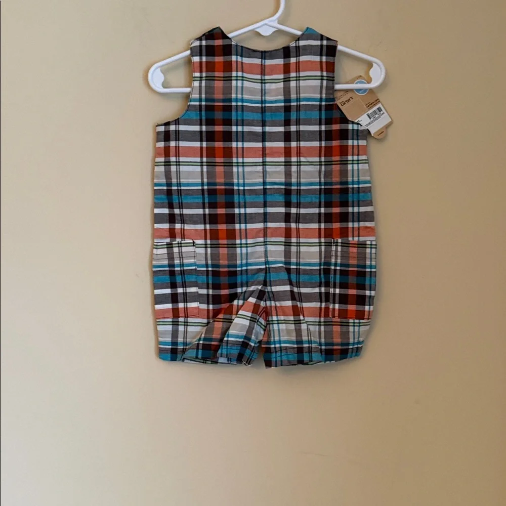 Carter's Multicolor Plaid‎ Romper with Octopus 6Month